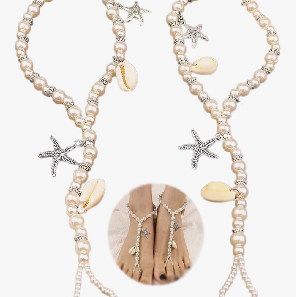 Brand New Pearl and Shell Starfish Anklet